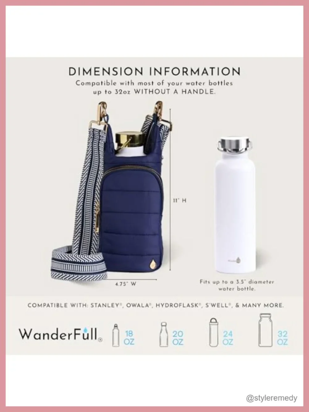 Original HydroBag Crossbody Water Bottle Holder with Phone Pocket, Fits Bottles